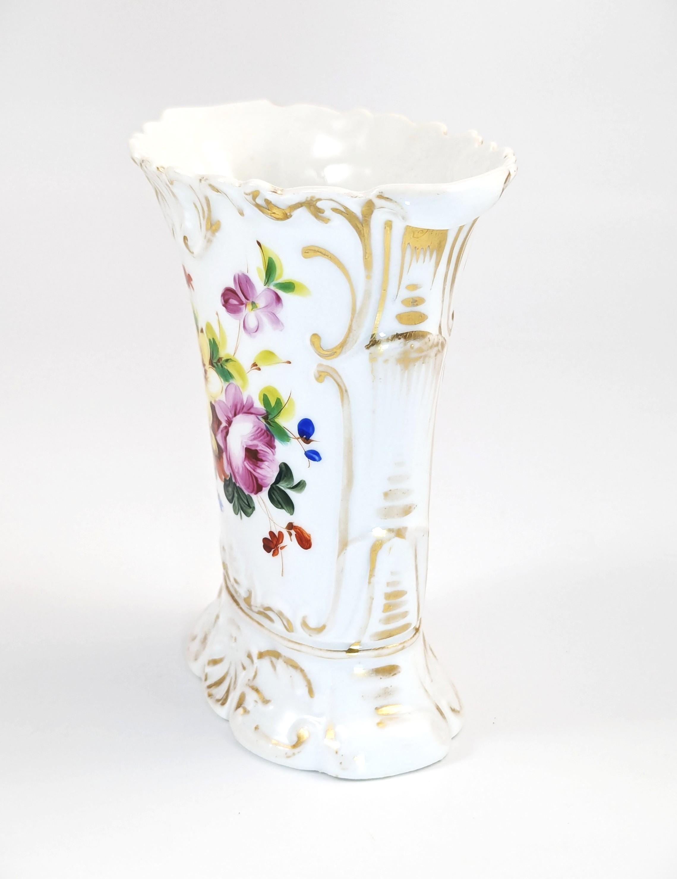 Antique Old Paris Porcelain Vase: Hand-Painted Floral Rococo Decor