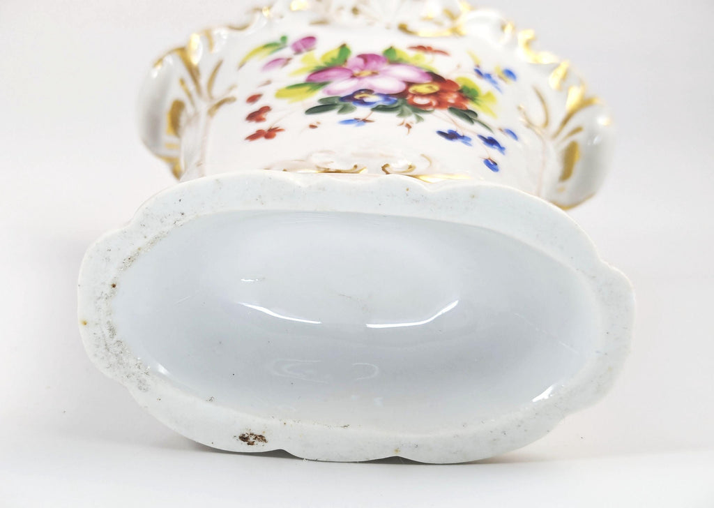 Antique Old Paris Porcelain Vase: Hand-Painted Floral Rococo Decor