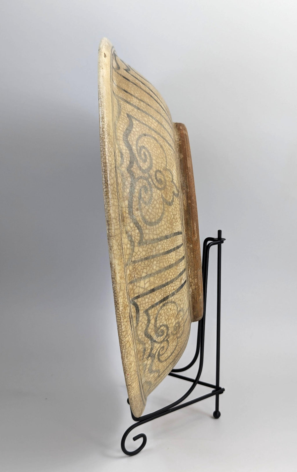 Antique Sukhothai Stoneware Fish Dish: 14th-Century Thai Ceramic Bowl