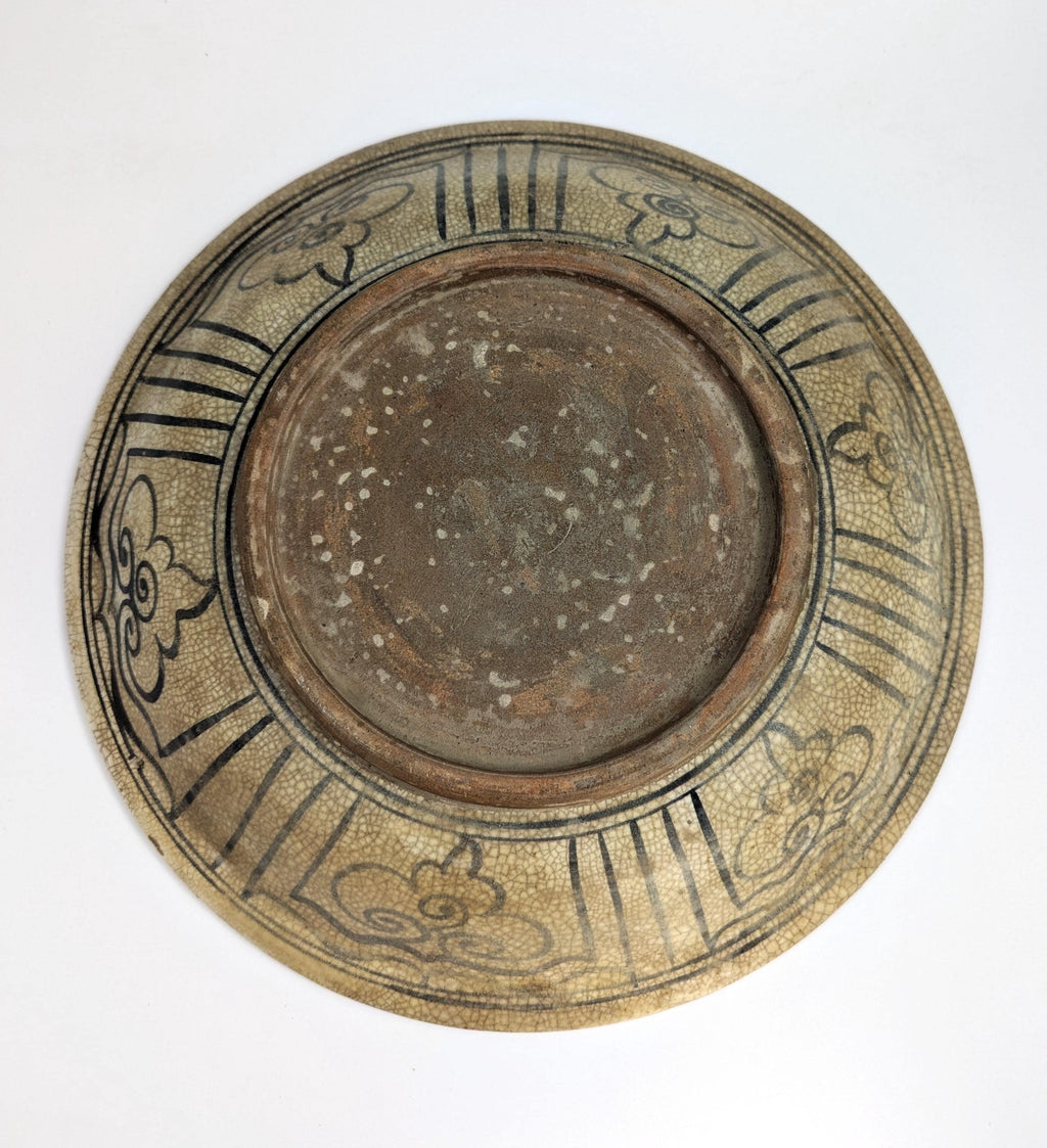 Antique Sukhothai Stoneware Fish Dish: 14th-Century Thai Ceramic Bowl