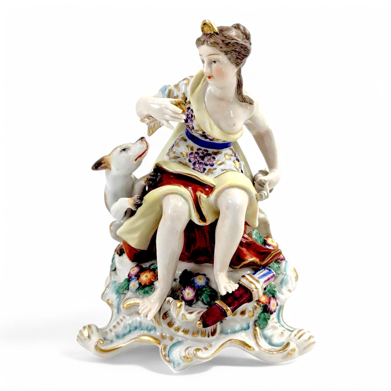 Rare Chelsea Porcelain Diana Figurine: Antique English Rococo, Gold Anchor Mark