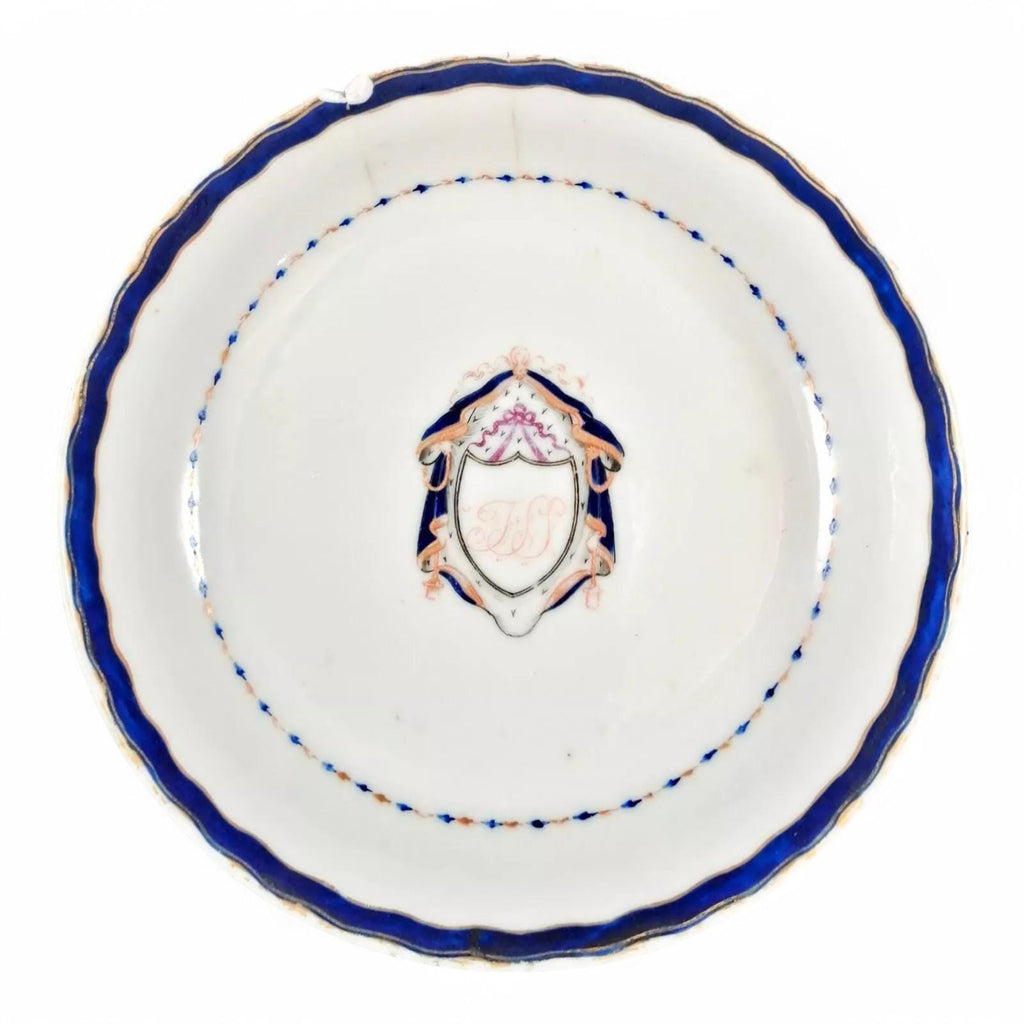 Antique Chinese Export Armorial Porcelain Plate, Qing Dynasty c. 1790