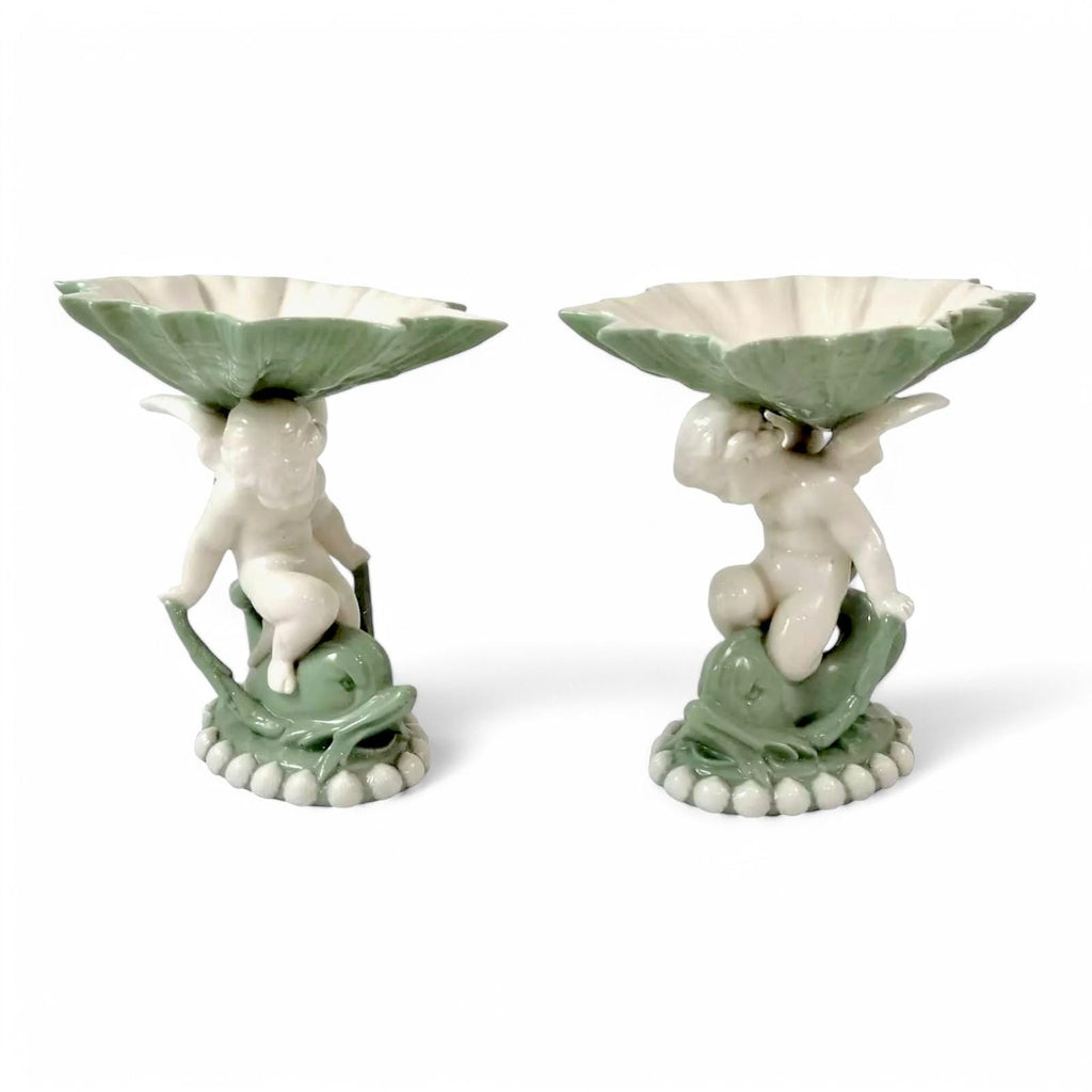 Antique Minton Cherub Compotes: Victorian Porcelain Sweetmeat Dishes, 1873