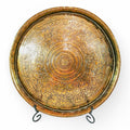 Antique Benares Brass Tray: 19th Century Indian Floral Horse Motif