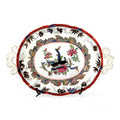 Antique Mason's Ironstone Serving Platter: Hand-Painted Chinoiserie Geese