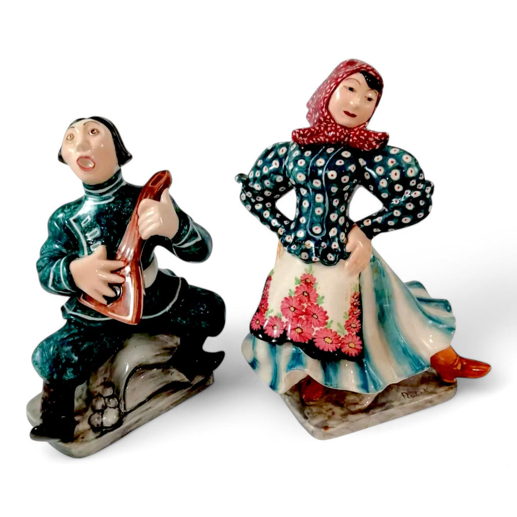 Goldscheider Cossack Figurines: Art Deco Staffordshire Pottery, c 1940s