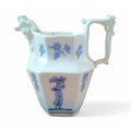 Antique Georgian Porcelain Jug: Lion Head Spout, Lavender Sprigged Figures