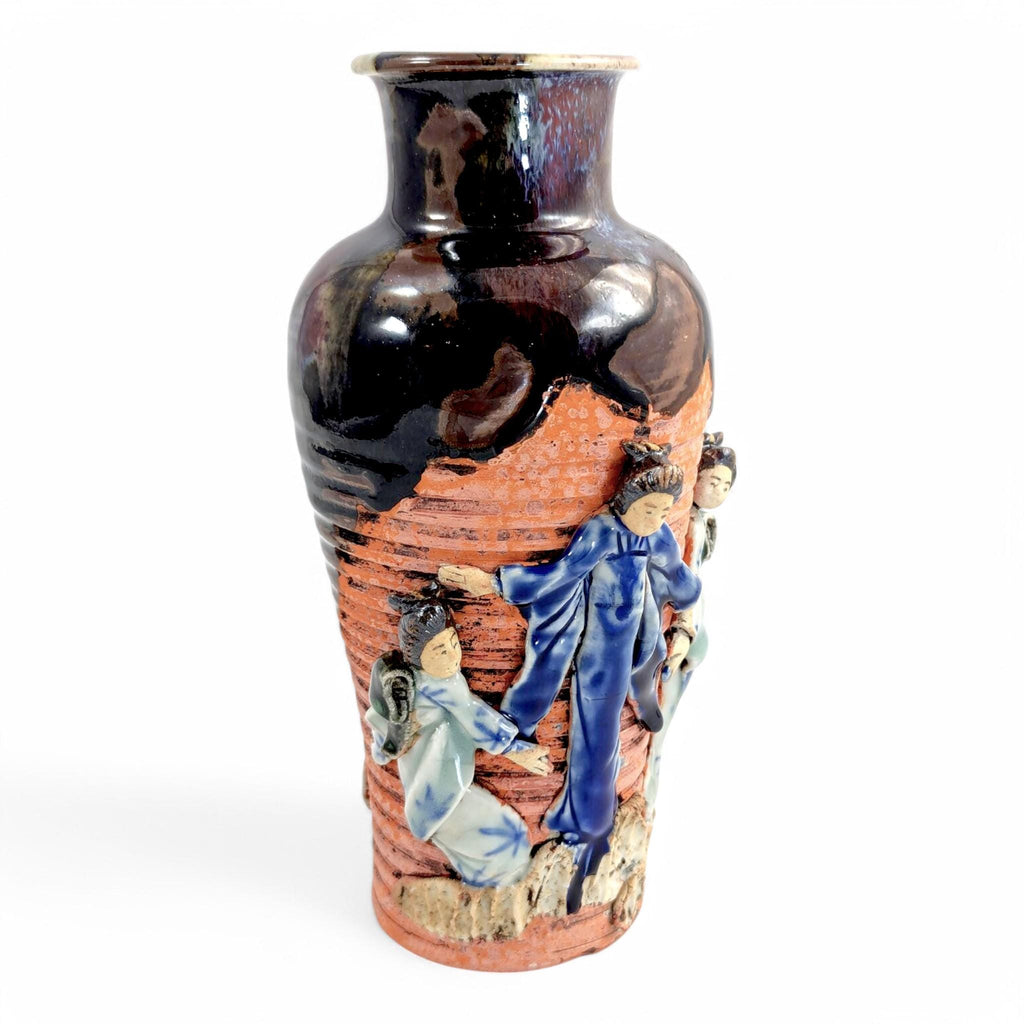 Rare Sumida Gawa Vase: Meiji-Taisho Era Japanese Pottery, Signed Hiroshi