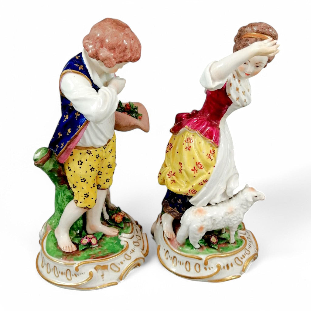 Samson Porcelain Figurines: 19th Century Rococo Shepherd & Shepherdess Pair