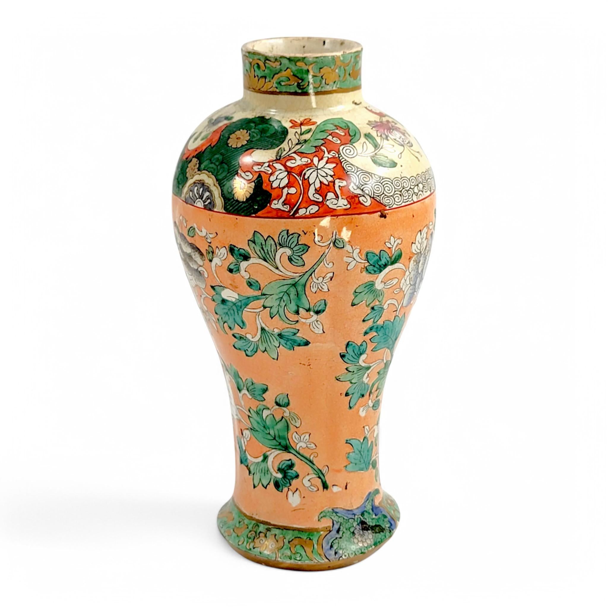 Miles Mason Ironstone Vase: Hand-Painted Chinoiserie, c. 1810
