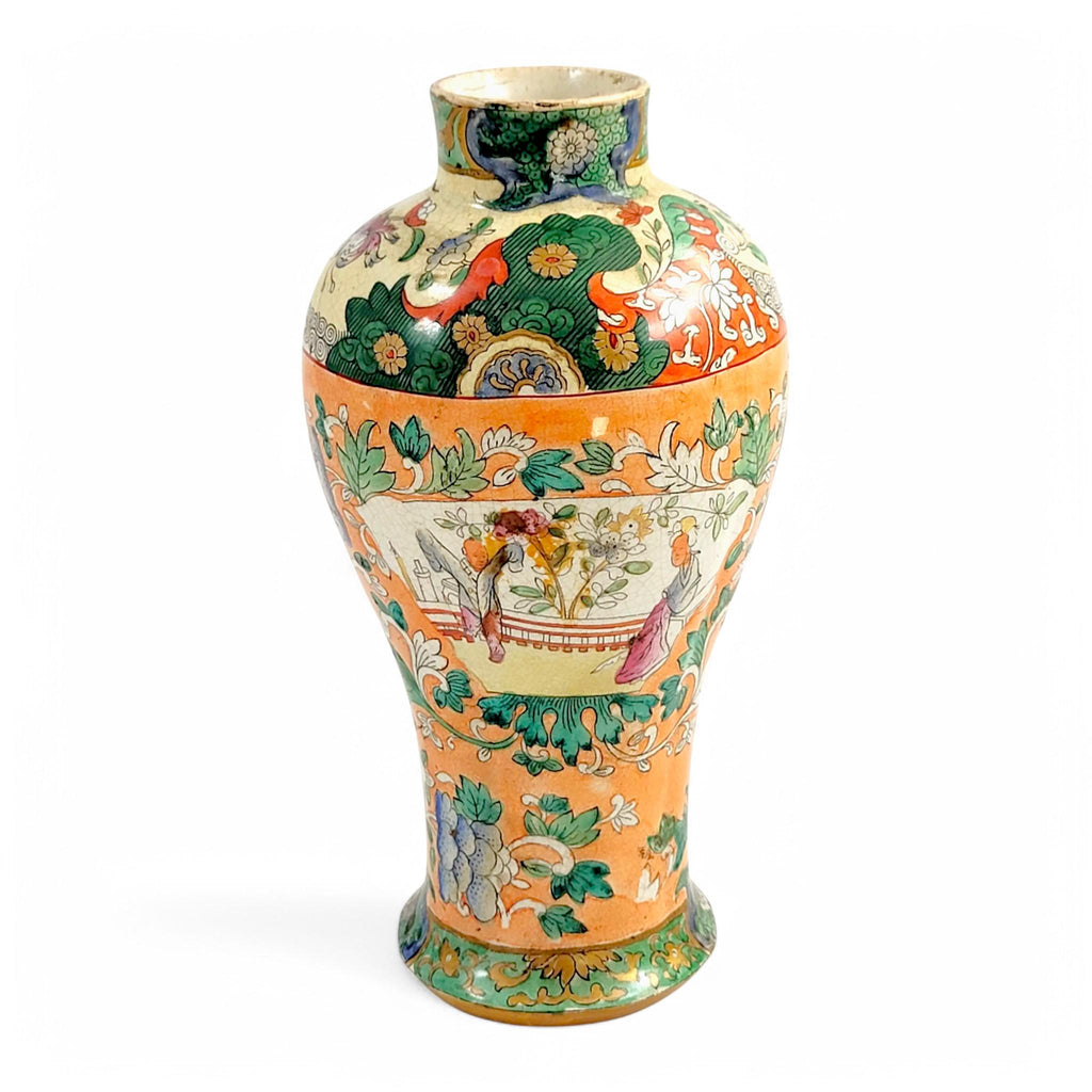 Miles Mason Ironstone Vase: Hand-Painted Chinoiserie, c. 1810