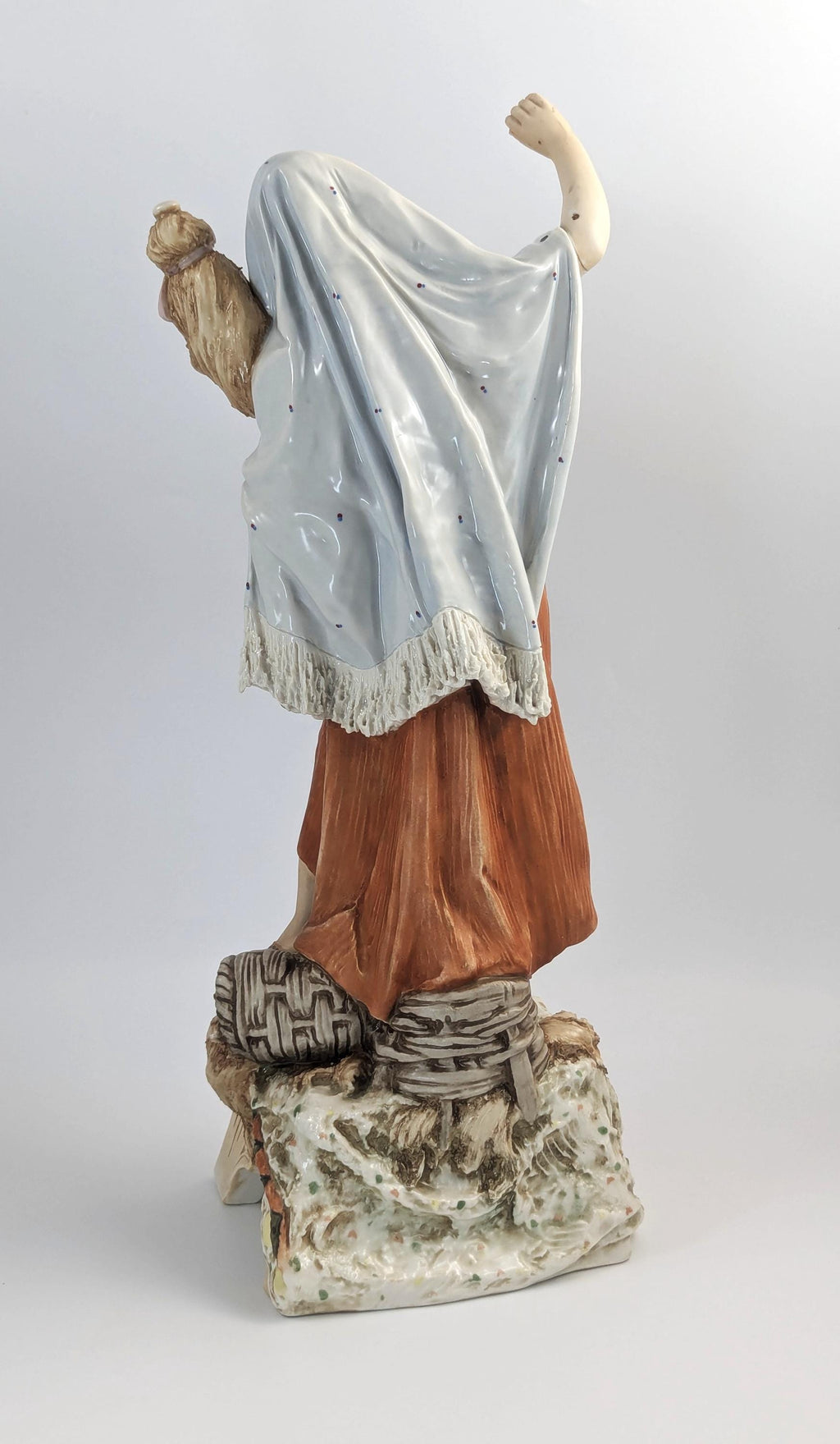 Royal Dux Antique Porcelain Figurine: 19th Century Wool Spinner Girl
