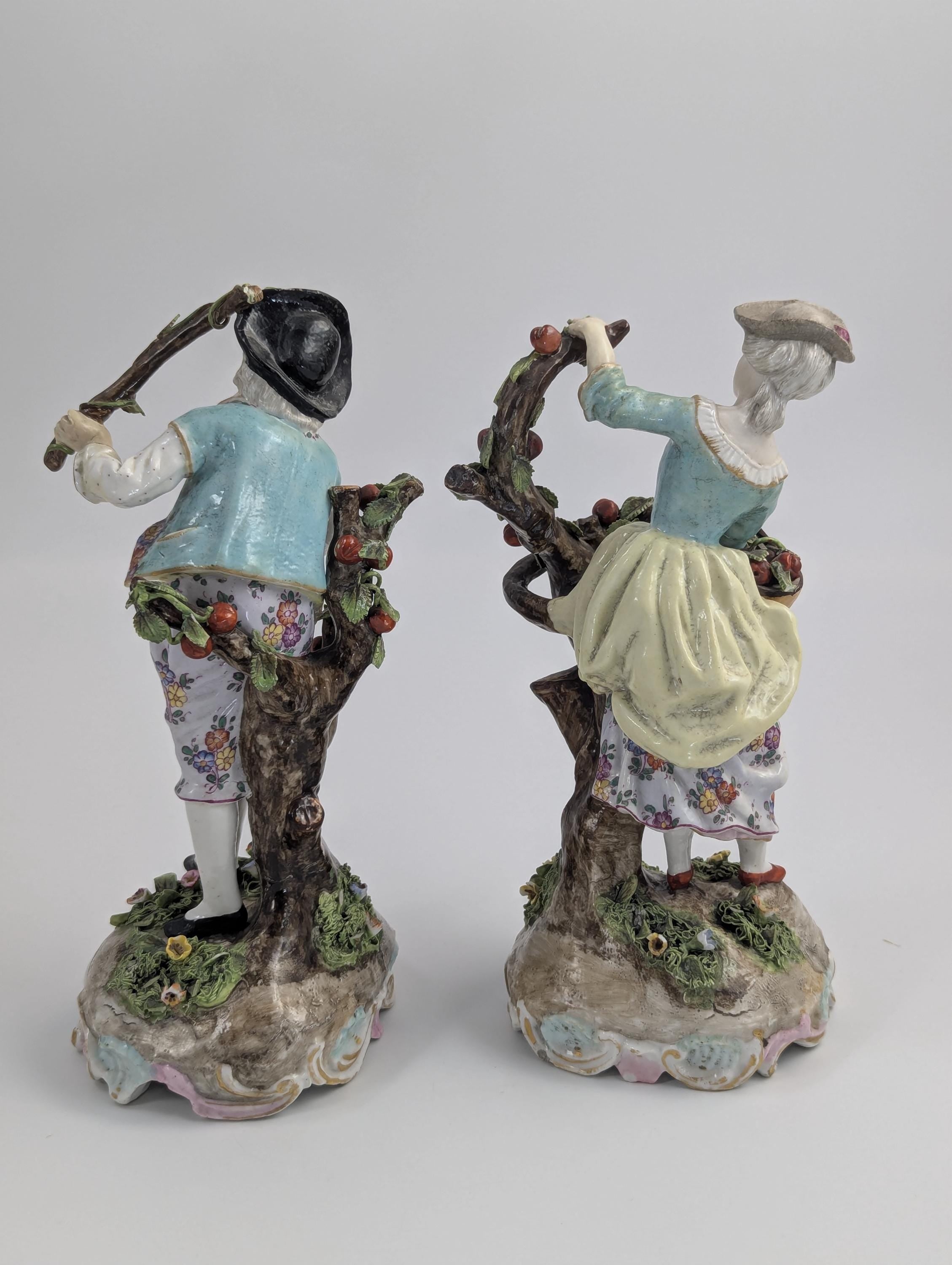 Limbach Thuringia antique German porcelain figurines of "Gardeners" by Gotthelf Greiner, c. 1770s