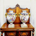 Rare Veuve Perrin Faience Urns: 18th Century French Pastoral Decor