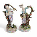 Limbach Thuringia antique German porcelain figurines of "Gardeners" by Gotthelf Greiner, c. 1770s