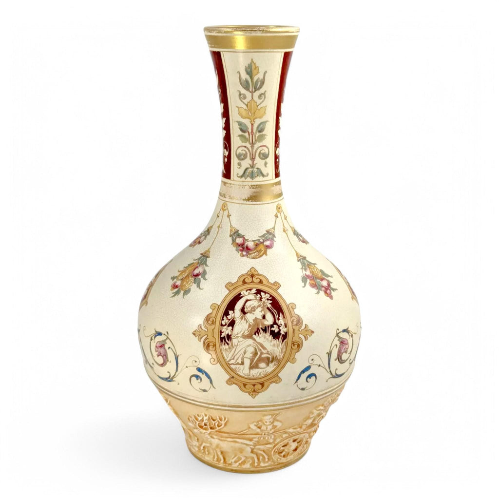 Wedgwood Persian style antique Oriental bottle vase, Thomas Allen design, 1887