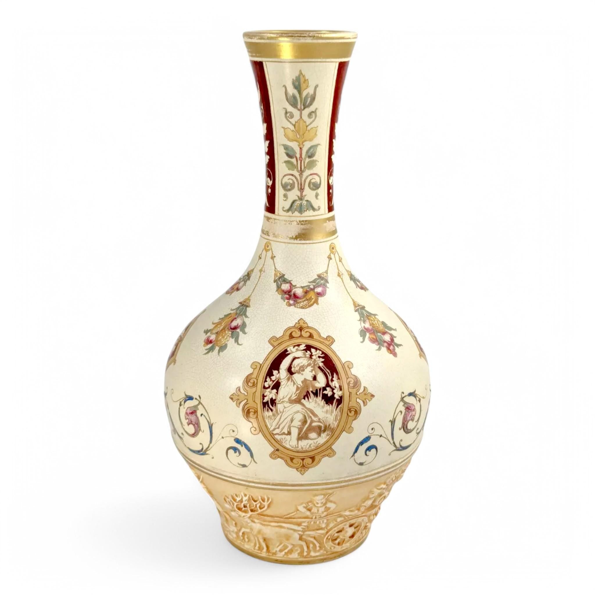 Wedgwood Persian style antique Oriental bottle vase, Thomas Allen design, 1887