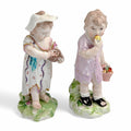 Rare Derby Porcelain Figurines: "Poor Children" c. 1760, English Antique Collectible