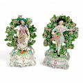 Rare Derby Porcelain Figural Candlesticks: Basket Shepherds, Circa 1765