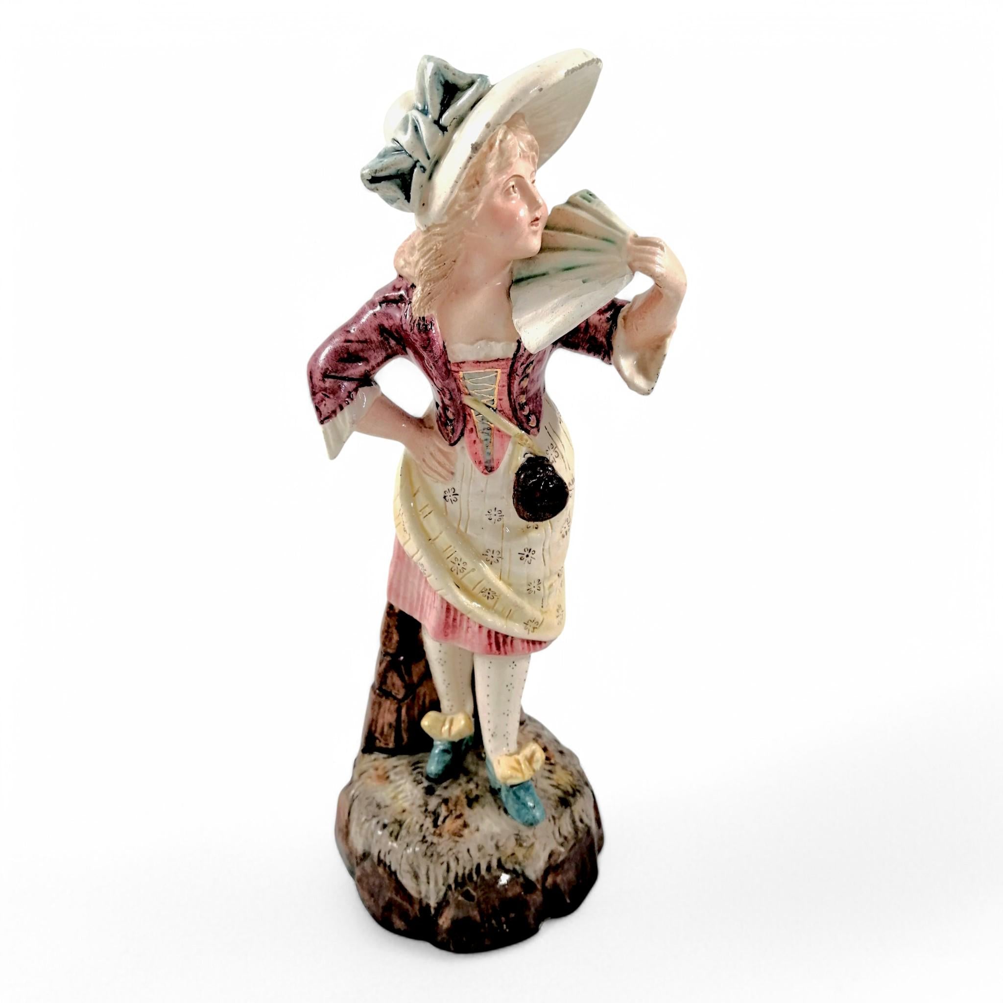 Brothers Urbach Antique Porcelain Figurine: Edwardian Girl with Fan