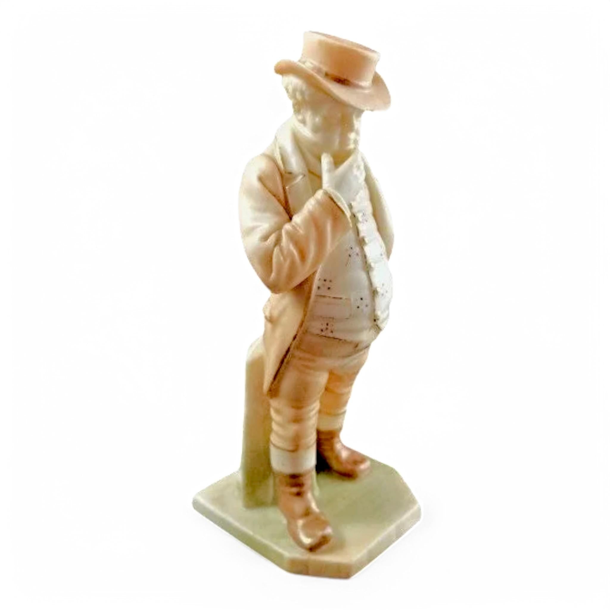 Royal Worcester John Bull Figurine: Antique Blush Ivory Porcelain, 1892