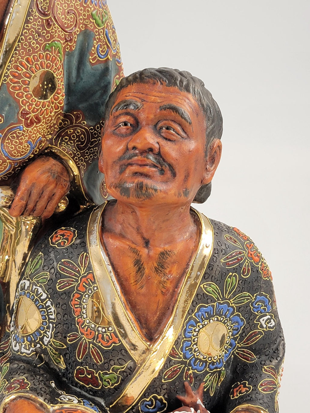 Rare Meiji Kutani Gama Sennin Figural Group: Antique Japanese Sculpture