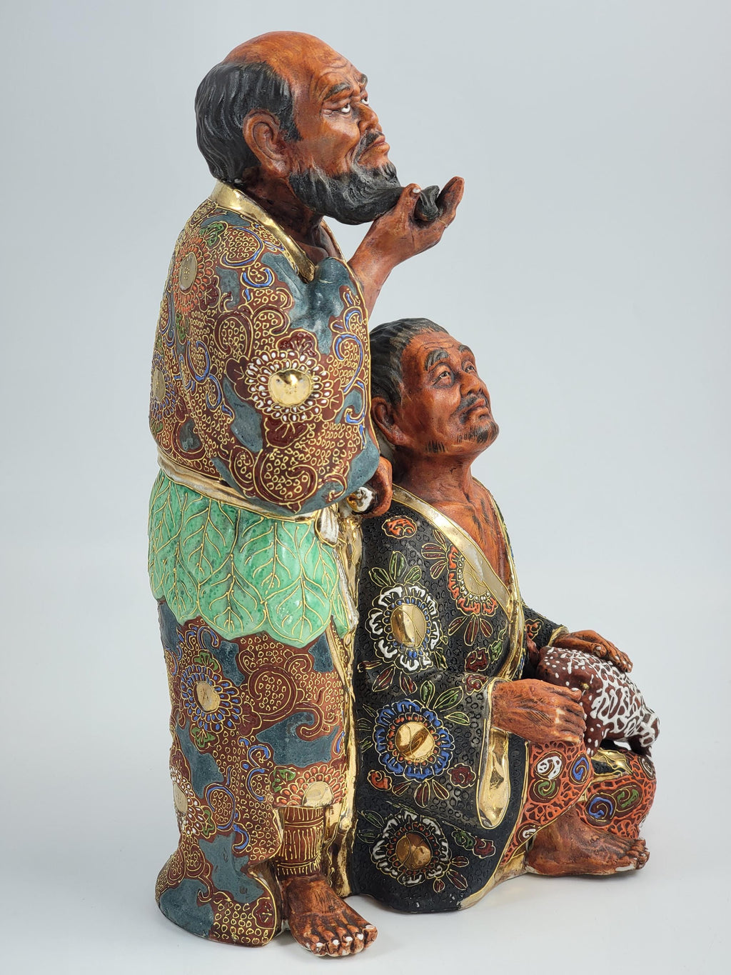Rare Meiji Kutani Gama Sennin Figural Group: Antique Japanese Sculpture