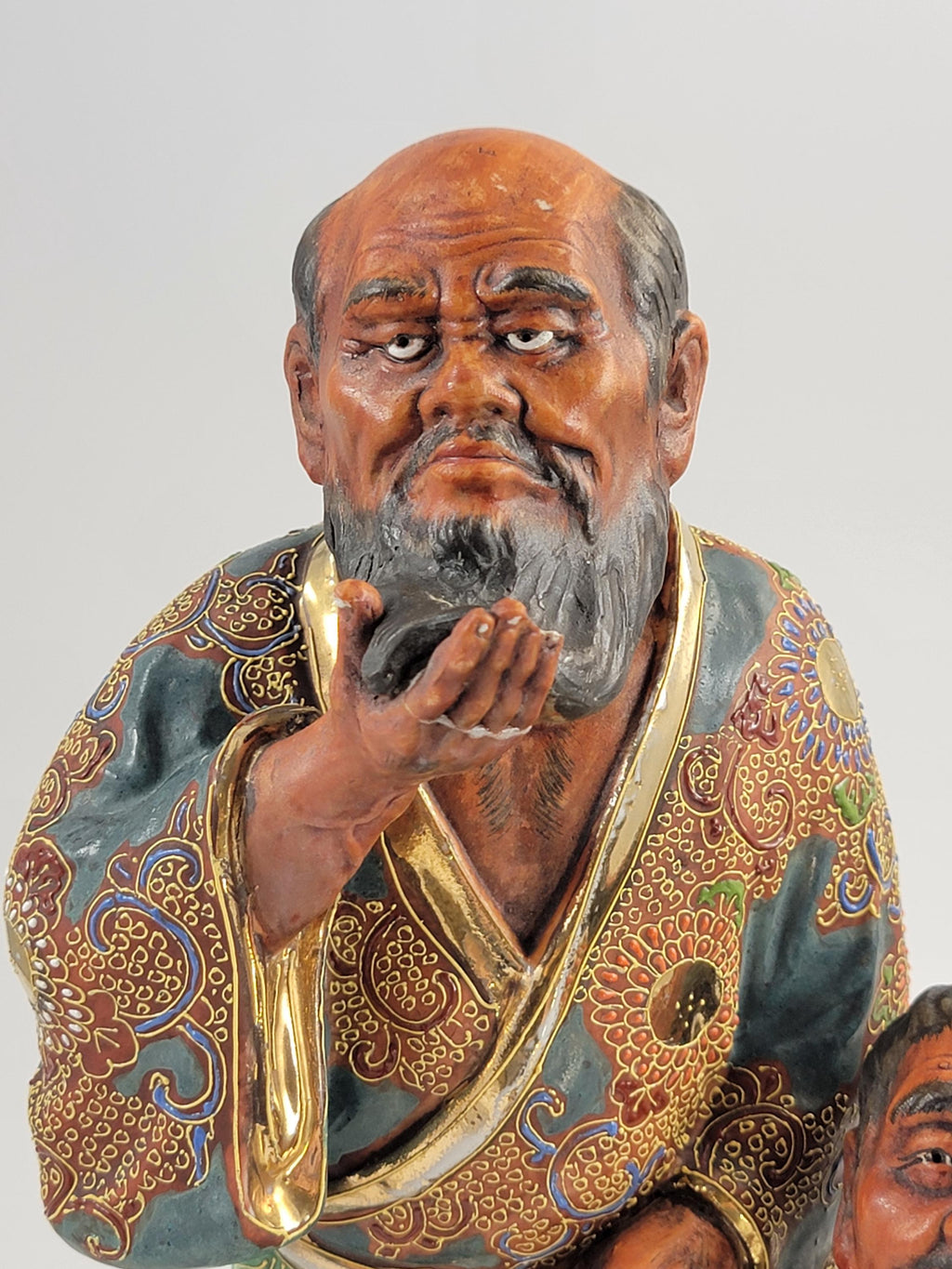 Rare Meiji Kutani Gama Sennin Figural Group: Antique Japanese Sculpture