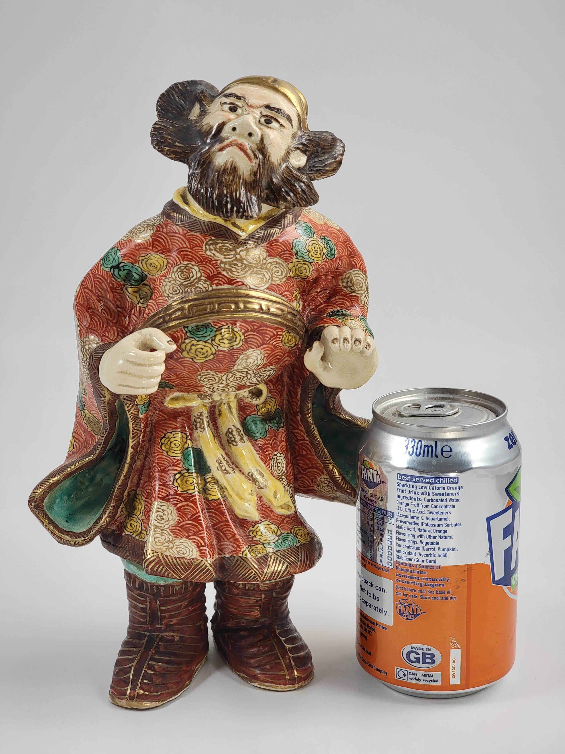 Antique Kutani Porcelain Scholar Figure: Meiji-Taisho Moriage Enamel, Japanese Export Art