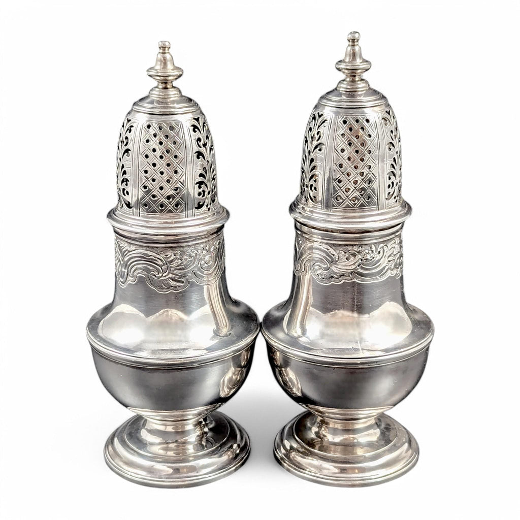 Rare Georgian Sterling Silver Sugar Casters: Charles Alchorne, 1737