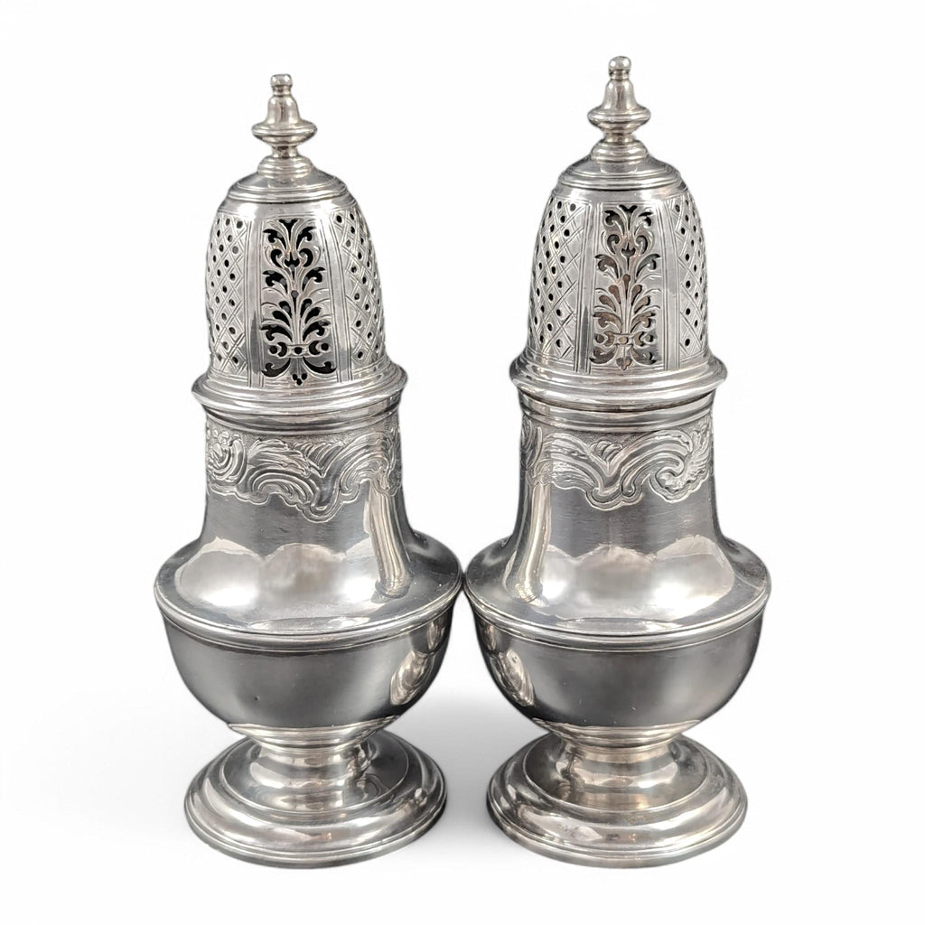 Rare Georgian Sterling Silver Sugar Casters: Charles Alchorne, 1737