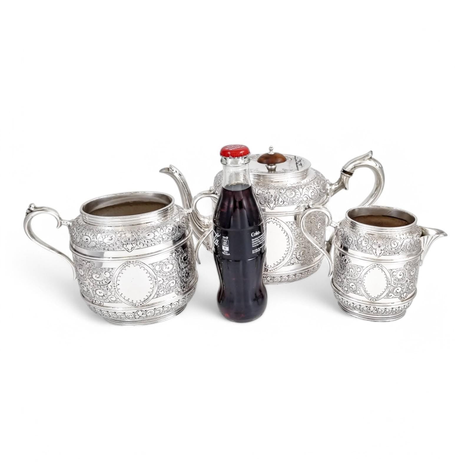 Antique Silver Plated Tea Set: Rococo Revival English Tableware