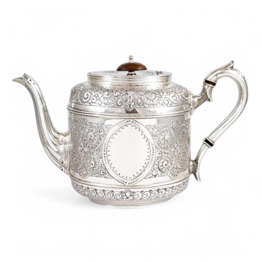 Antique Silver Plated Tea Set: Rococo Revival English Tableware