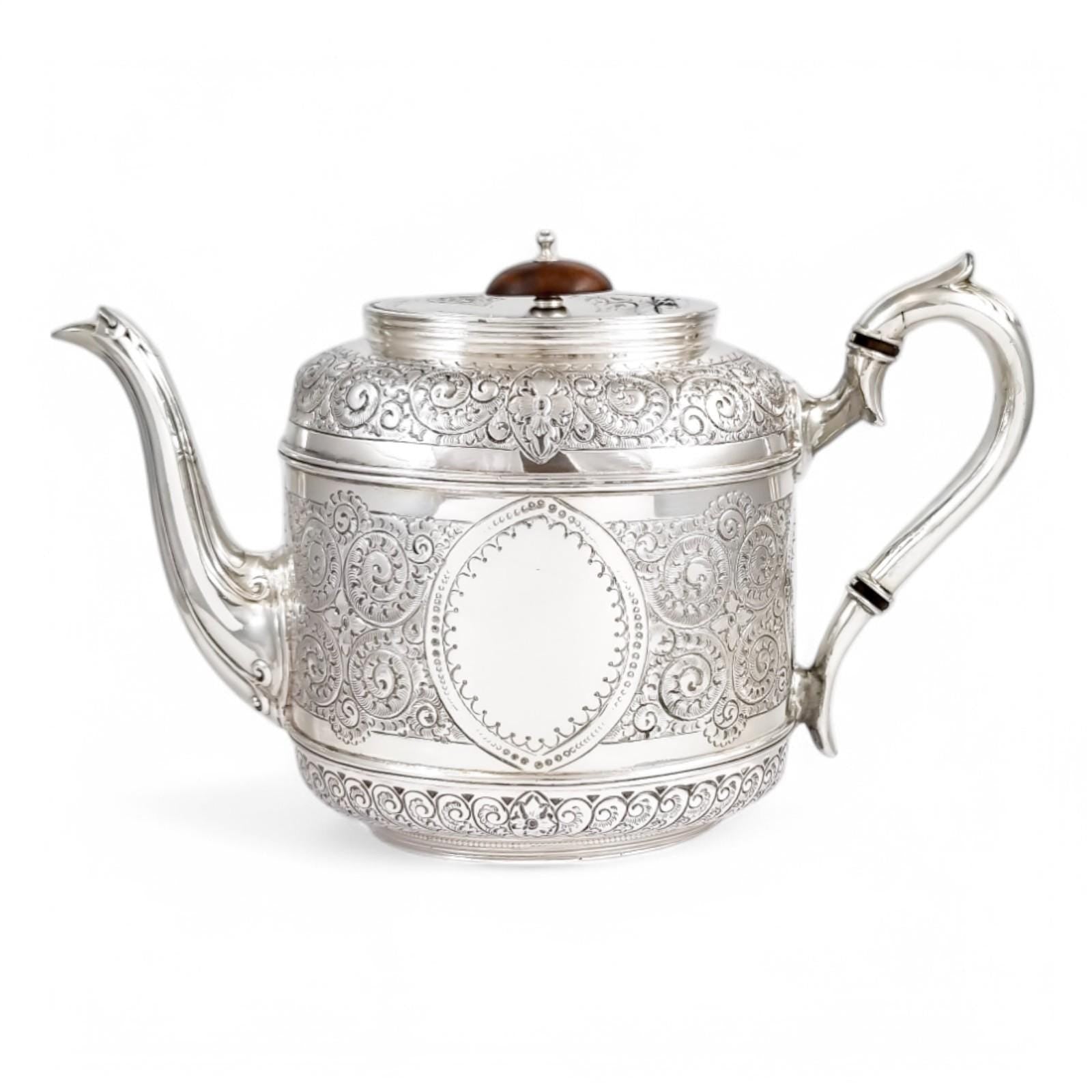 Antique Silver Plated Tea Set: Rococo Revival English Tableware
