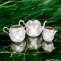 Antique Silver Plated Tea Set: Rococo Revival English Tableware