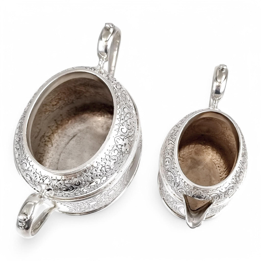 Antique Silver Plated Tea Set: Rococo Revival English Tableware