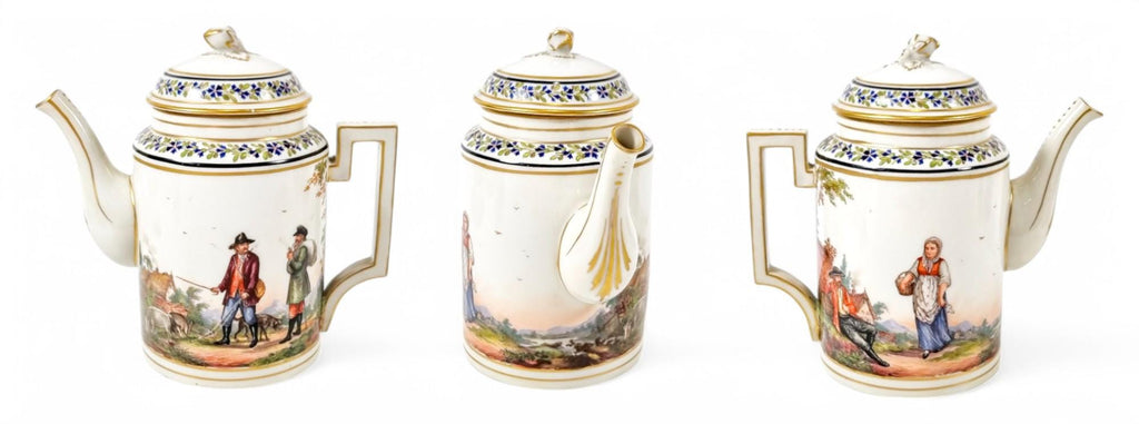 Russian Imperial Porcelain Manufactory Catherine II tête-à-tête coffee service, St. Petersburg, c. 1762-1796