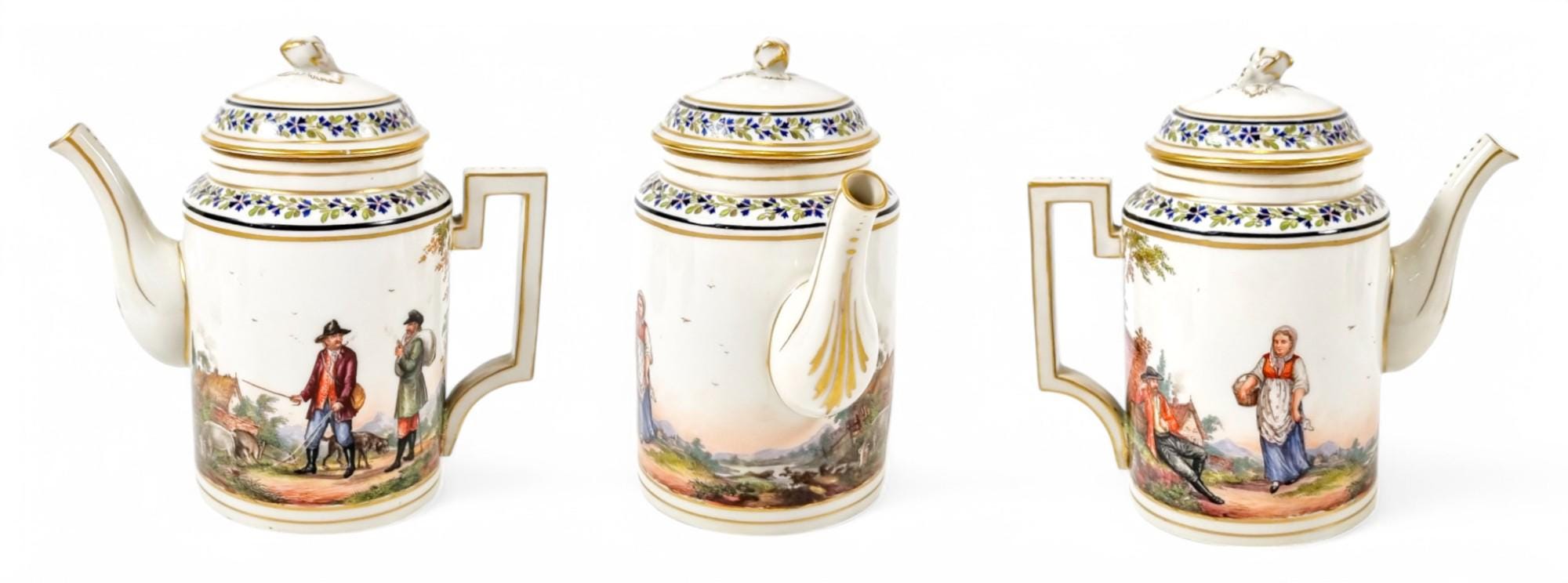 Russian Imperial Porcelain Manufactory Catherine II tête-à-tête coffee service, St. Petersburg, c. 1762-1796