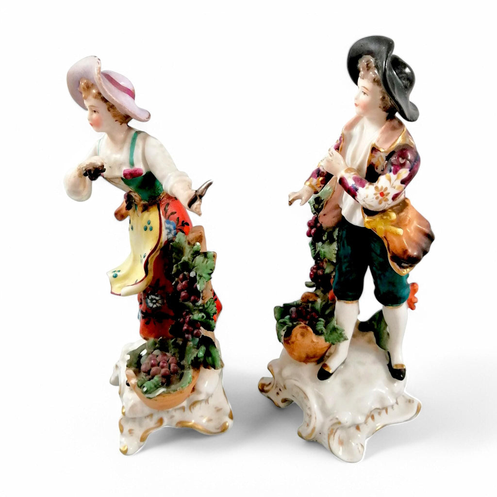 Antique Samson Porcelain Figurines: French Grape Pickers, Chelsea Style