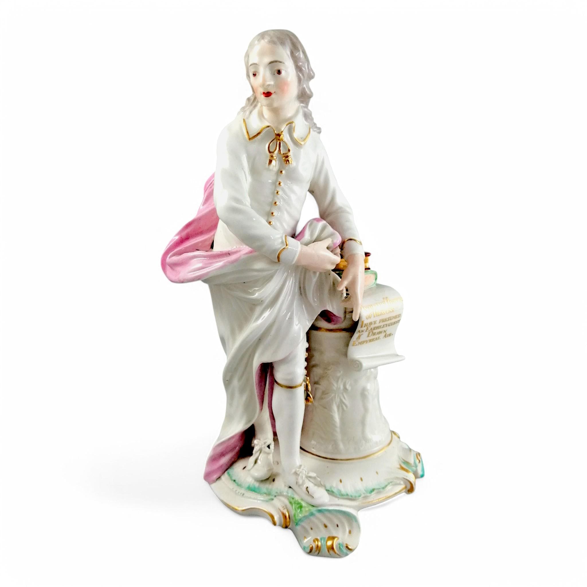 Antique Derby Porcelain John Milton Figurine, c. 1765