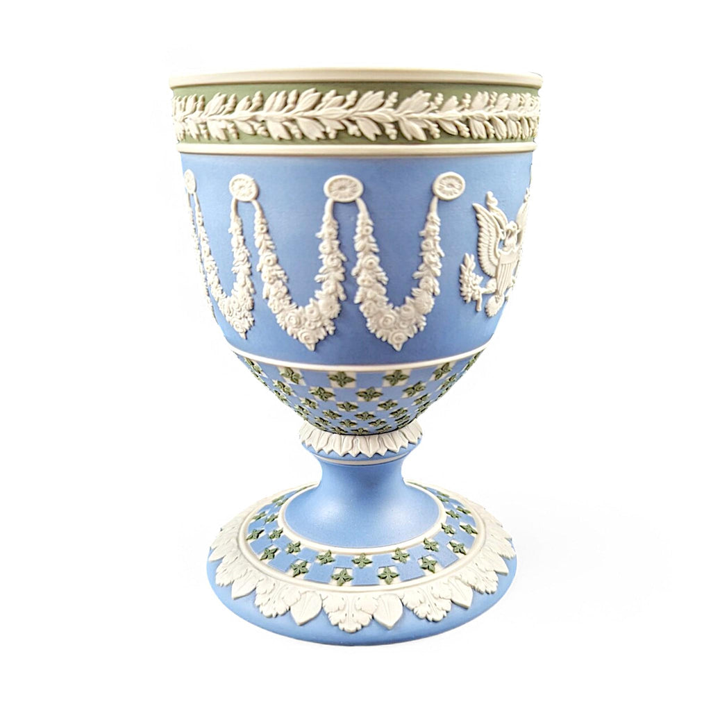 Wedgwood Tricolour Jasperware Goblet: Silver Jubilee 1977, Bermuda & USA