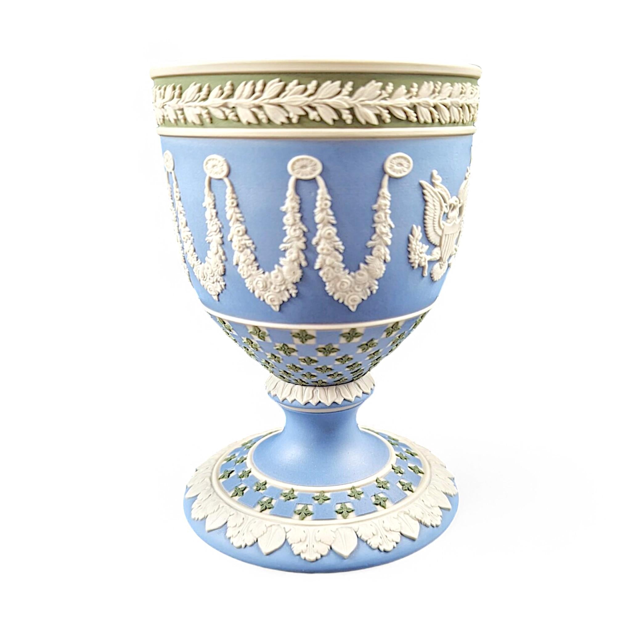 Wedgwood Tricolour Jasperware Goblet: Silver Jubilee 1977, Bermuda & USA