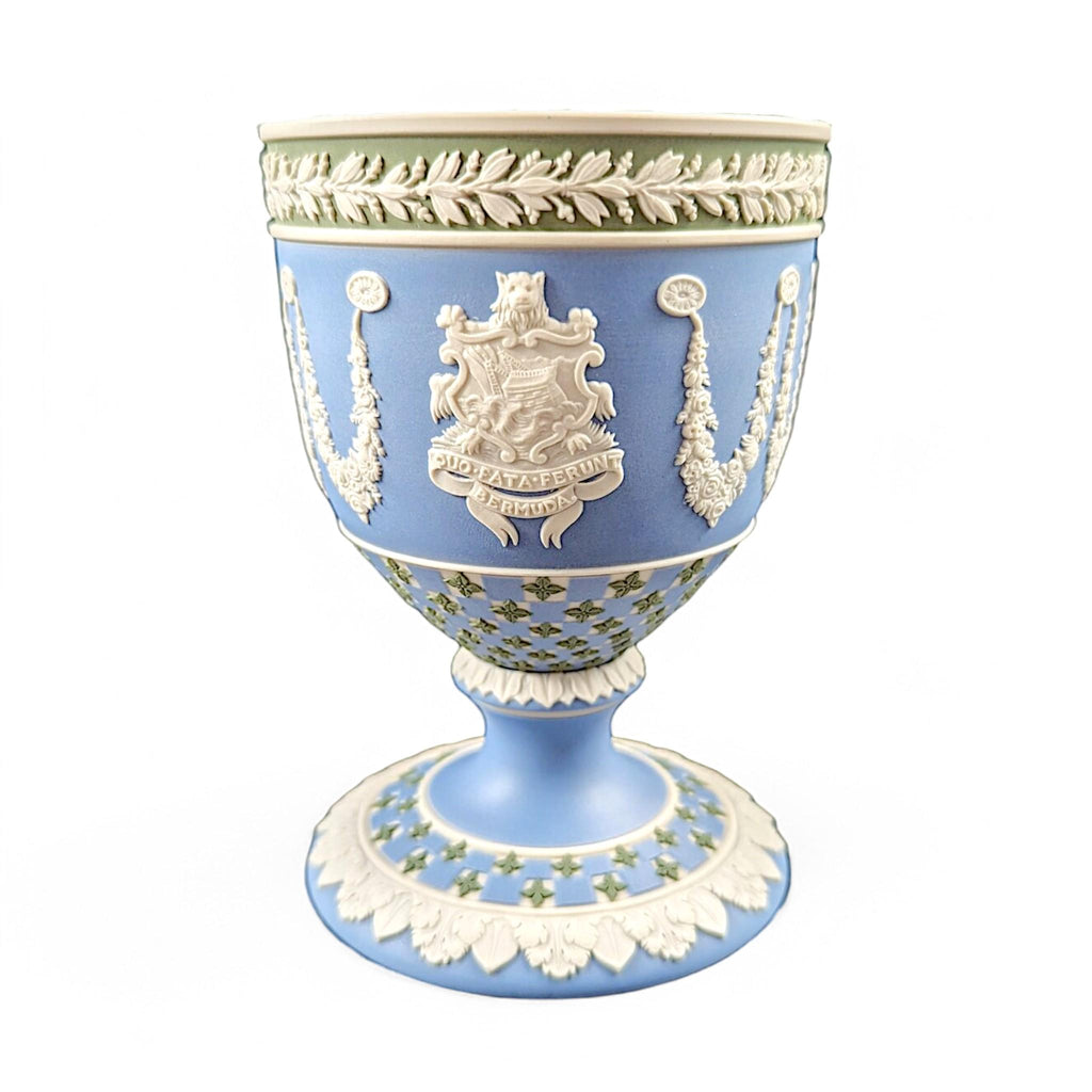 Wedgwood Tricolour Jasperware Goblet: Silver Jubilee 1977, Bermuda & USA