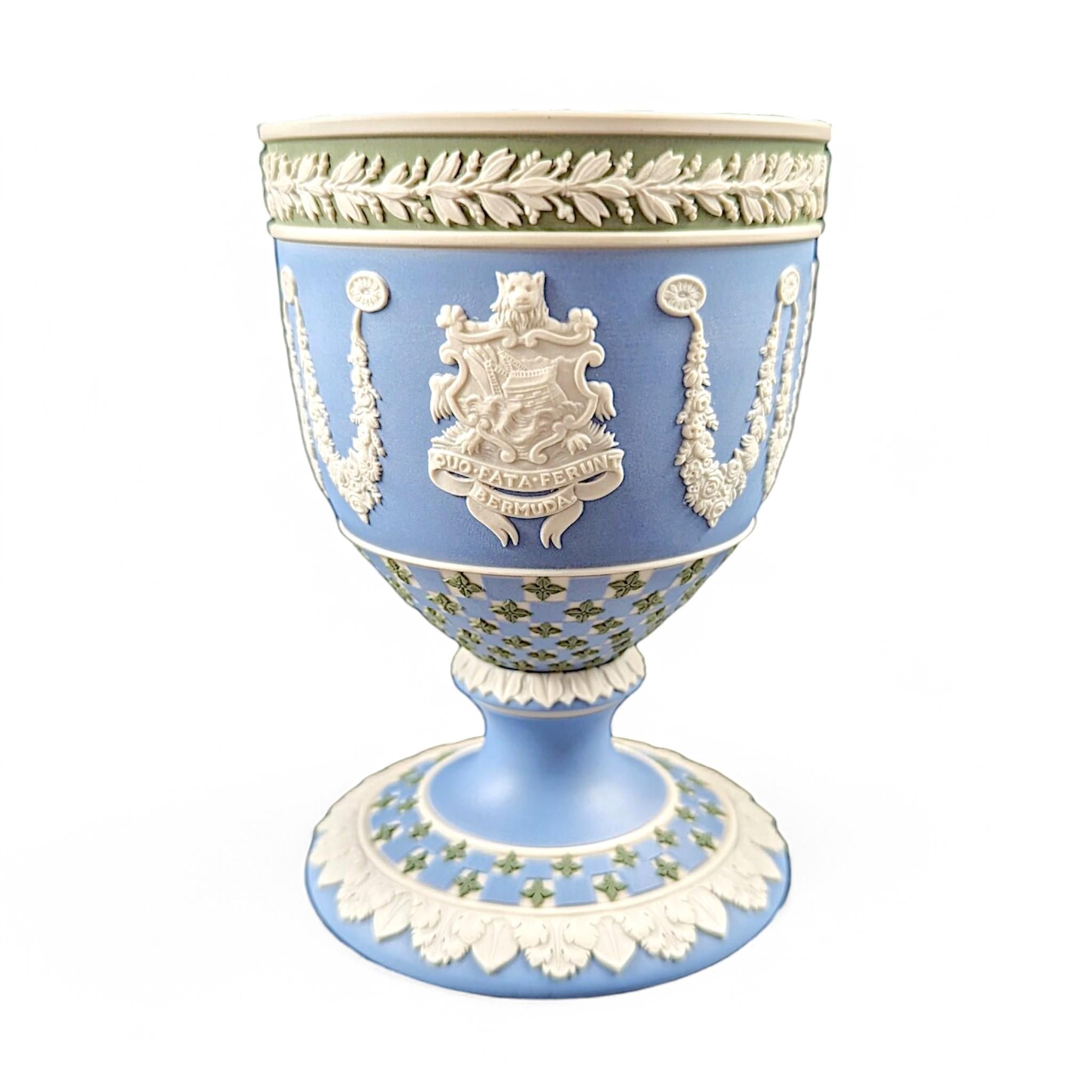 Wedgwood Tricolour Jasperware Goblet: Silver Jubilee 1977, Bermuda & USA