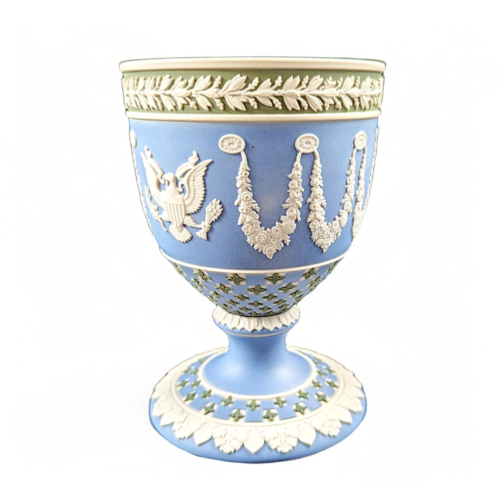 Wedgwood Tricolour Jasperware Goblet: Silver Jubilee 1977, Bermuda & USA