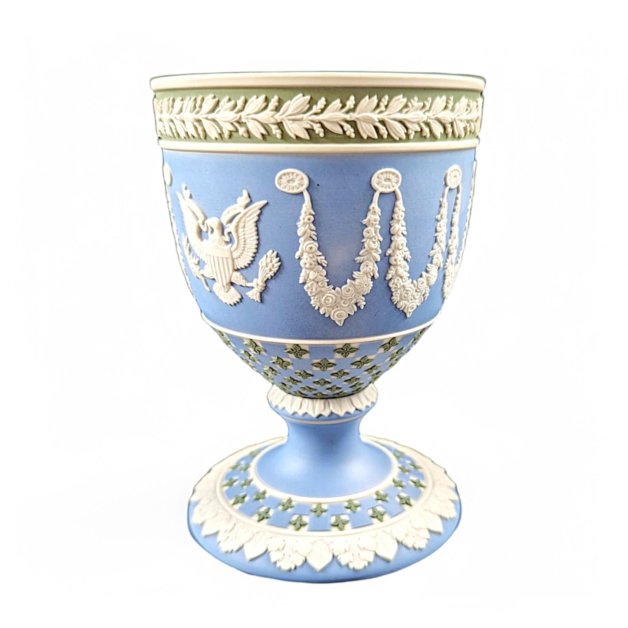 Wedgwood Tricolour Jasperware Goblet: Silver Jubilee 1977, Bermuda & USA