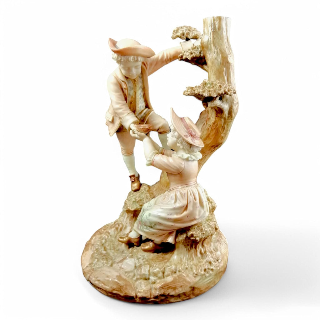 Royal Worcester Figurine: Blush Ivory Boy and Girl, James Hadley, 1888
