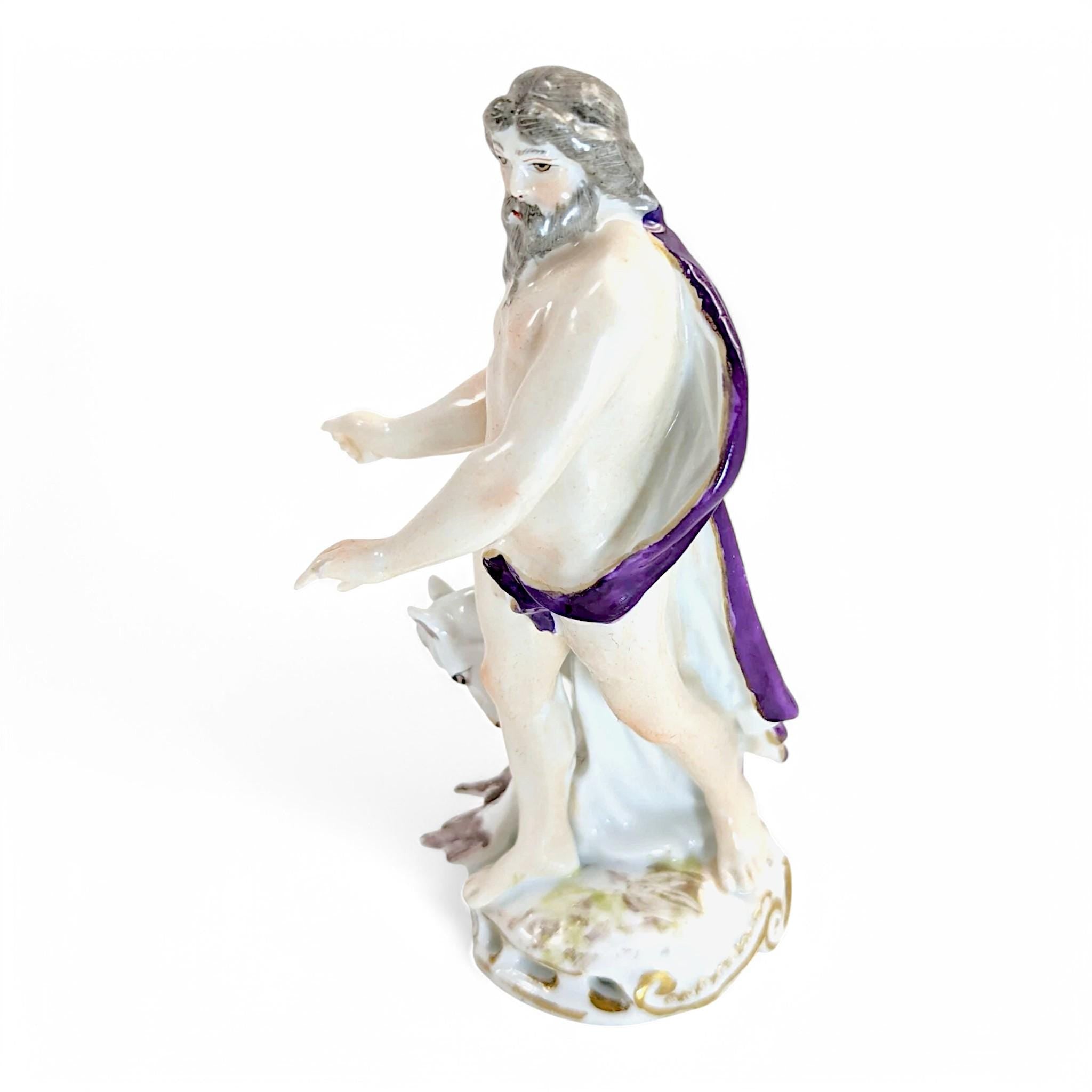 Samson & Cie porcelain figurines, Poseidon and Hephaestus, Greek mythology, Historicist style, Rococo Revival Old Paris porcelain, c. 1850s