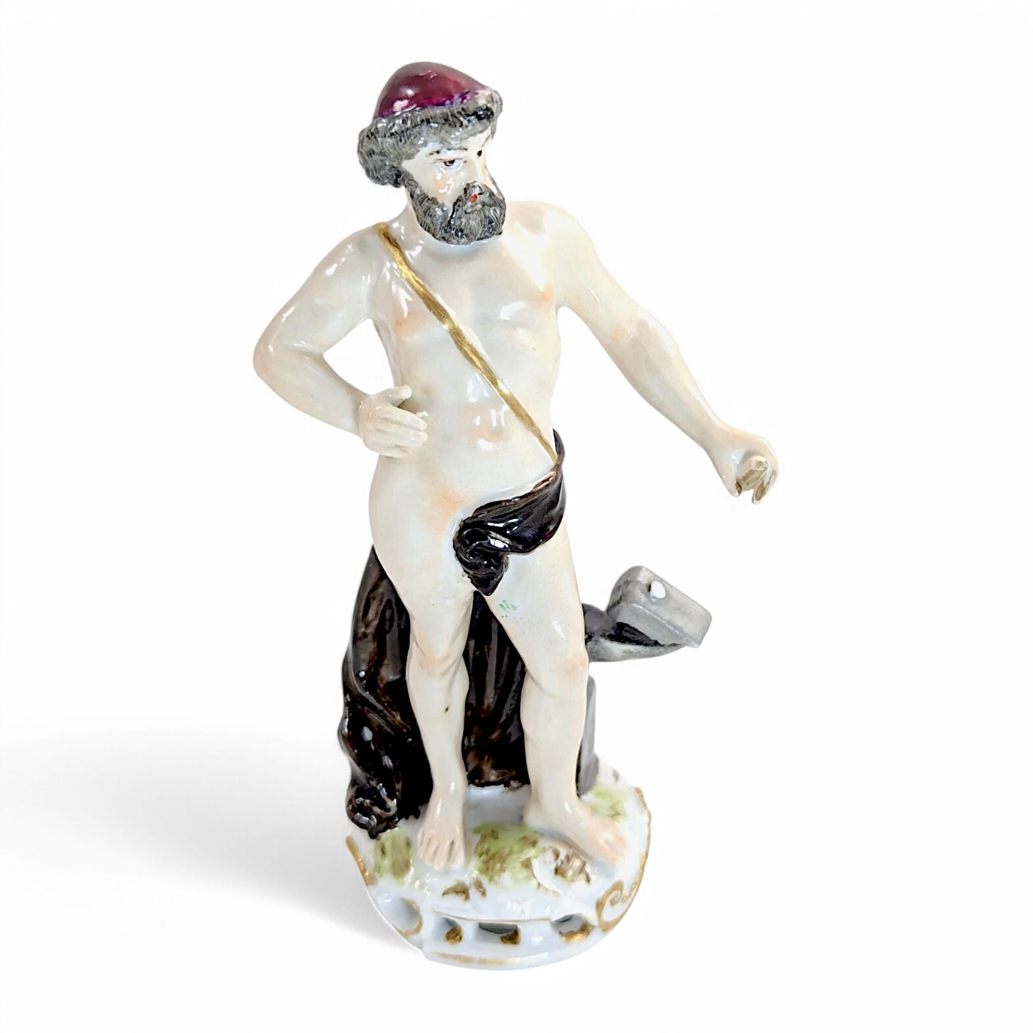 Samson & Cie porcelain figurines, Poseidon and Hephaestus, Greek mythology, Historicist style, Rococo Revival Old Paris porcelain, c. 1850s