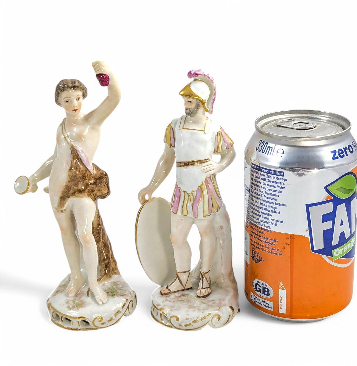 Samson et Cie Porcelain Figurines: Bacchus and Mars, Rococo Revival